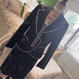 Insight Black Embroidered Dress Suit